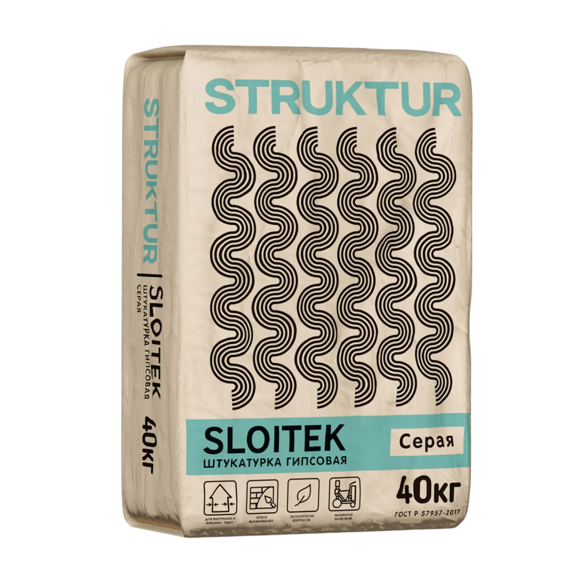 STRUKTUR Штукатурка гипсовая SLOITEK, серая, 40 кг 